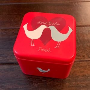 Love Birds Fossil Tin Watch Box